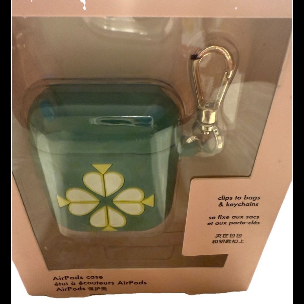 Kate Spade Spade Patterned Silicone Green Airpod Case - Picture 2 of 5